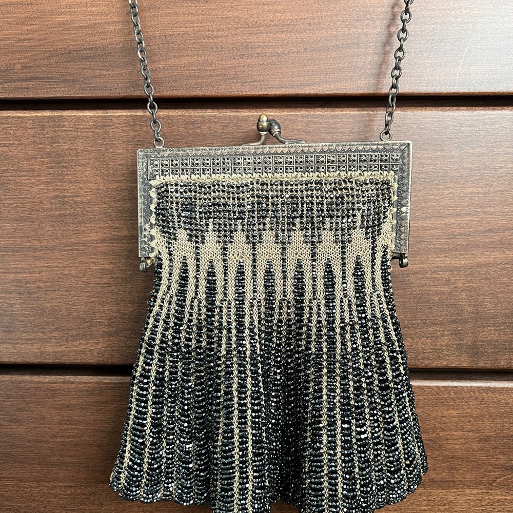 Vintage Art Deco Style Beaded Evening Purse | Metal Frame Clasp | Antique Style
